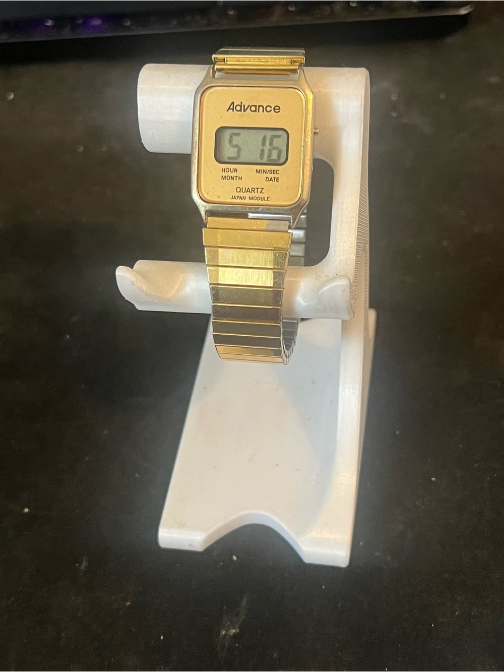Vintage Advance Gold Tone Digital Watch - 80s Retro LCD New battery